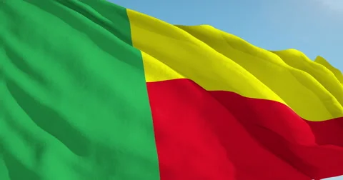 Beautiful looping flag blowing in wind: Dahomey Stock-Footage 62063537
