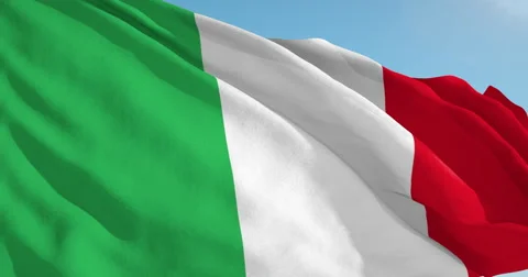 Beautiful looping flag blowing in wind: Italy Stock Footage 62064798