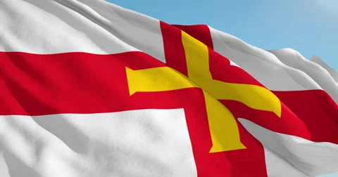 Beautiful looping flag blowing in wind: Guernsey Stock-Footage 62065148