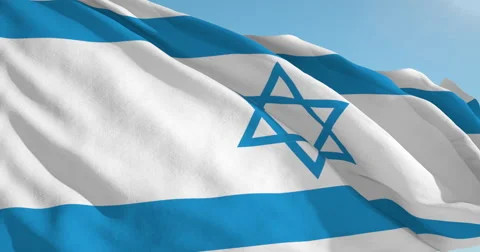 Beautiful looping flag blowing in wind: Israel Stock Footage 62065626