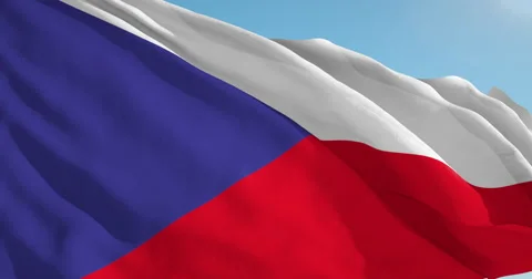 Beautiful looping flag blowing in wind: Czech Republic Stock Footage 62065911