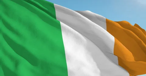Beautiful looping flag blowing in wind: Ireland Video stock 62066566