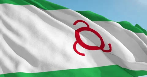 Beautiful looping flag blowing in wind: Ingushetia Stock-Footage 62067495