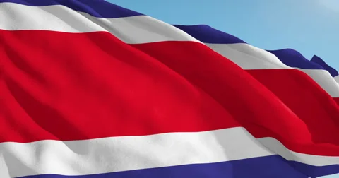 Beautiful looping flag blowing in wind: Costa Rica Video stock 62067775