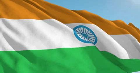 Beautiful looping flag blowing in wind: India Stock Footage 62068592