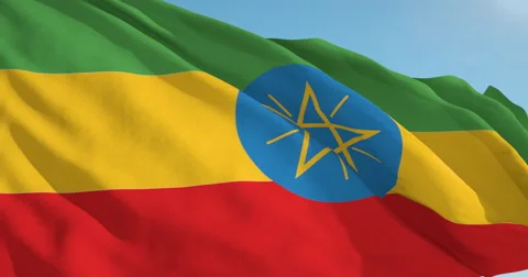 Beautiful looping flag blowing in wind: Ethiopia Stock Footage 62068896