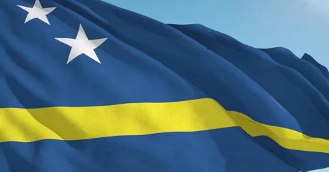 Beautiful looping flag blowing in wind: Curacao Vídeo Stock 62069853