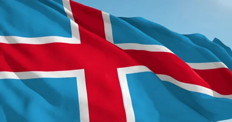 Beautiful looping flag blowing in wind: Iceland Vídeo Stock 62070216