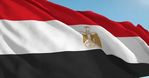 Beautiful looping flag blowing in wind: Egypt Stock Footage 62070338