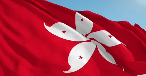 Beautiful looping flag blowing in wind: Hong Kong Stock Footage 62070908
