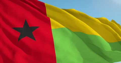 Beautiful looping flag blowing in wind: Guinea Bissau Stock Footage 62073048