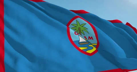 Beautiful looping flag blowing in wind: Guam Video stock 62073641