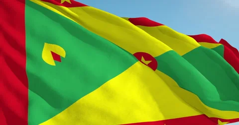 Beautiful looping flag blowing in wind: Grenada Stock Footage 62074128