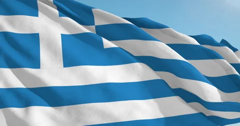 Beautiful looping flag blowing in wind: Greece Vídeo Stock 62074624