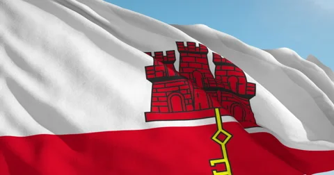 Beautiful looping flag blowing in wind: Gibraltar Stock Footage 62075021