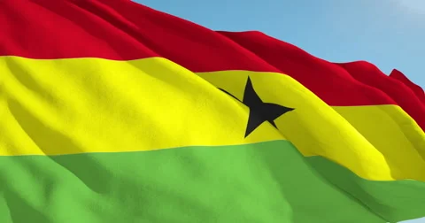 Beautiful looping flag blowing in wind: Ghana Stock Footage 62075238