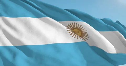 Beautiful looping flag blowing in wind: Argentina Video stock 62131640