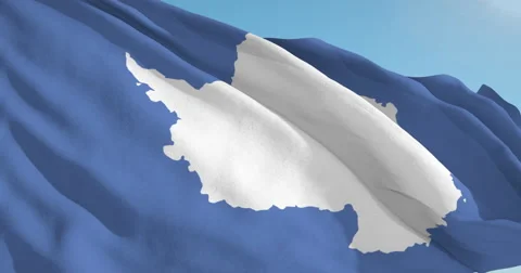 Beautiful looping flag blowing in wind: Antarctica Vídeo Stock 62132915