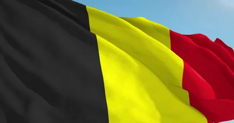 Beautiful looping flag blowing in wind: Belgium Stock-Footage 62146020