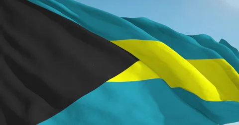 Beautiful looping flag blowing in wind: Bahamas Stock Footage 62147393