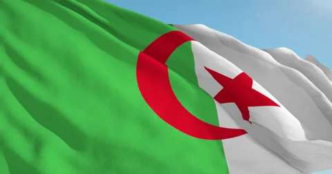 Beautiful looping flag blowing in wind: Algeria Stock Footage 62160307