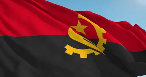 Beautiful looping flag blowing in wind: Angola Stock Footage 62162945