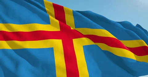 Beautiful looping flag blowing in wind: Aland Islands Stock Footage 62171738