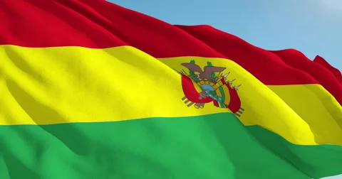 Beautiful looping flag blowing in wind: Bolivia Stock Footage 63109407