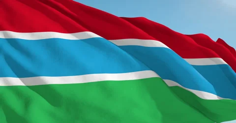 Beautiful looping flag blowing in wind: Gambia Video stock 63109457