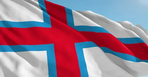 Beautiful looping flag blowing in wind: Faroes Stock Footage 63109671