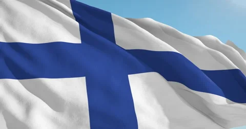 Beautiful looping flag blowing in wind: Finland Vídeos de archivo 63109881