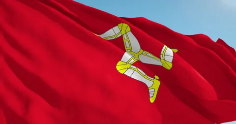 Beautiful looping flag blowing in wind: Isle Of Man Video stock 63109981