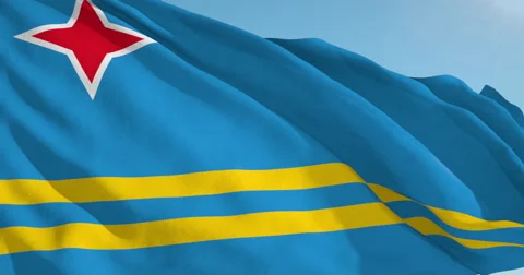 Beautiful looping flag blowing in wind: Aruba 動画素材 63110265