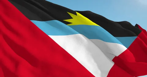 Beautiful looping flag blowing in wind: Antigua Barbuda Stock Footage 63110326