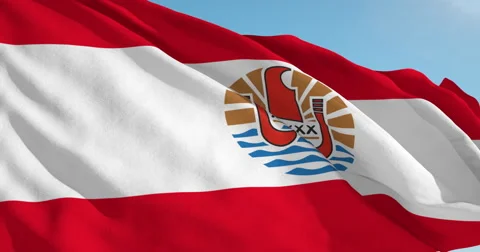 Beautiful looping flag blowing in wind: French Polynesia Vídeo Stock 63110554