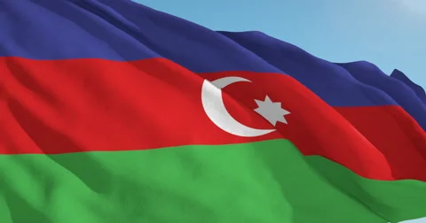 Beautiful looping flag blowing in wind: Azerbaijan Stock Footage 63111000