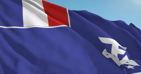 Beautiful looping flag blowing in wind: French Southern Antartic Stock Footage 63111045