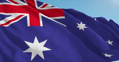 Beautiful looping flag blowing in wind: Australia Stock-Footage 63111657