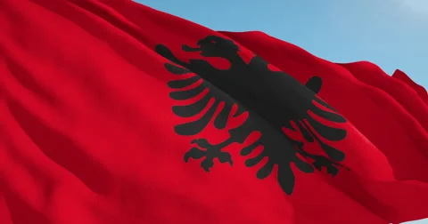 Beautiful looping flag blowing in wind: Albania Vídeo Stock 63112053