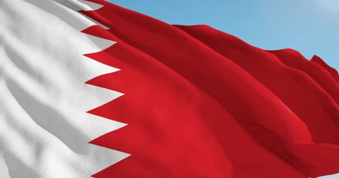 Beautiful looping flag blowing in wind: Bahrain Video stock 63112265