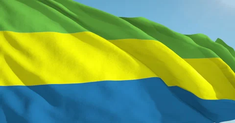 Beautiful looping flag blowing in wind: Gabon Stock Footage 63112330