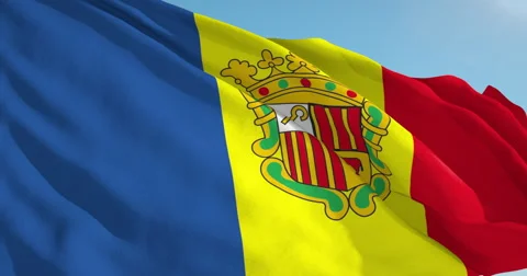 Beautiful looping flag blowing in wind: Andorra Vídeo Stock 63112580