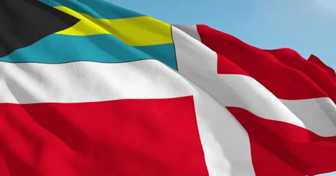 Beautiful looping flag blowing in wind: Bahamas Civil Stock Footage 63112792