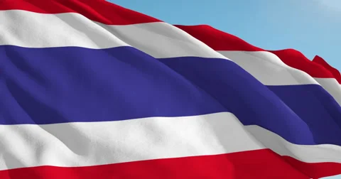 Beautiful looping flag blowing in wind: Thailand Stock Footage 63113399