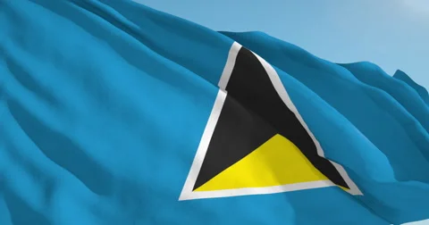Beautiful looping flag blowing in wind: St Lucia Stock Footage 63113669