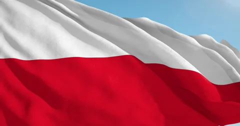 Beautiful looping flag blowing in wind: Poland Stock Footage 63113720