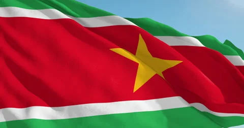 Beautiful looping flag blowing in wind: Suriname Vídeos de archivo 63114037