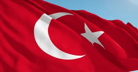 Beautiful looping flag blowing in wind: Turkey Video stock 63114144