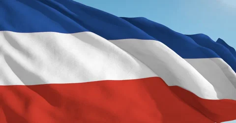 Beautiful looping flag blowing in wind: Serbia Montenegro Stock Footage 63114313