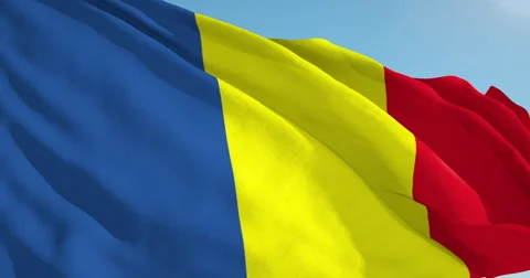 Beautiful looping flag blowing in wind: Romania Video stock 63114402